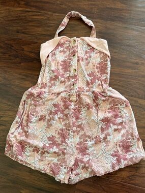 Kate Quinn 3T girls bamboo Floral Pink Halter Romper